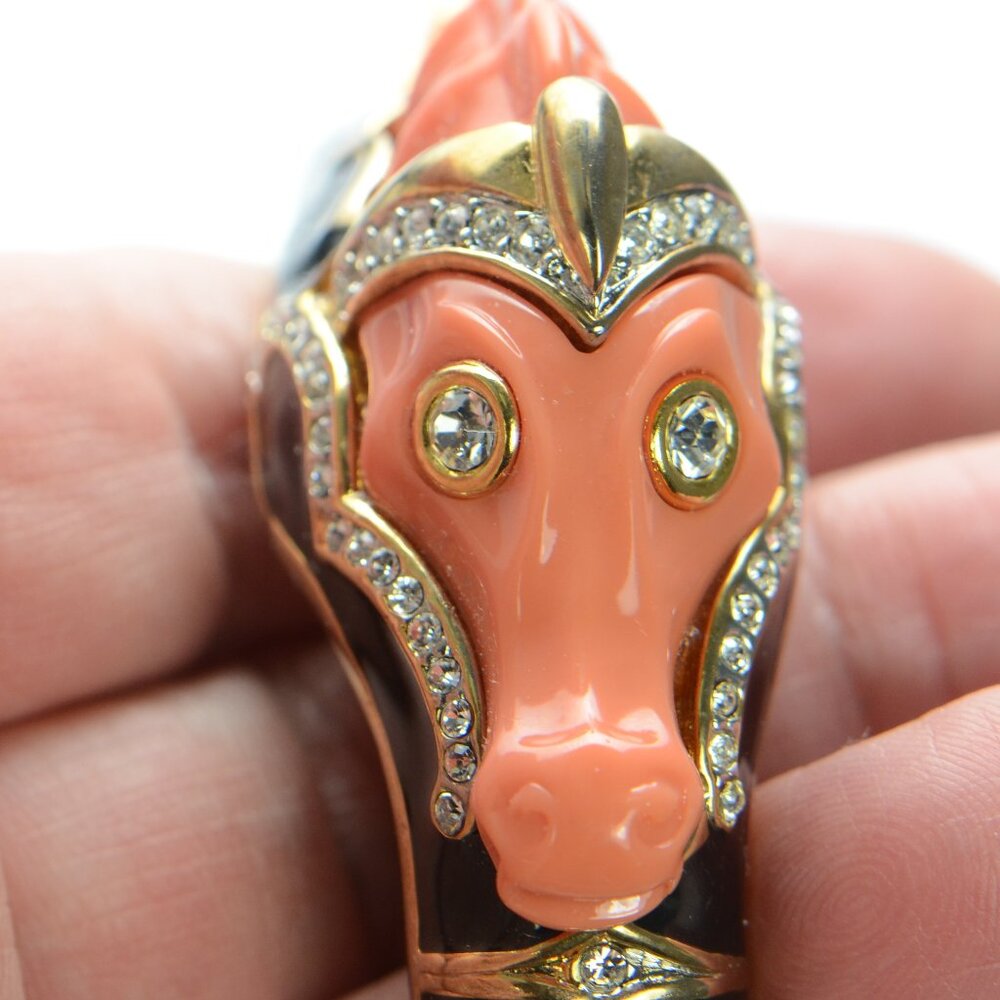 Vintage Kenneth Jay Lane Kjl Black Enamel & Coral… - image 6